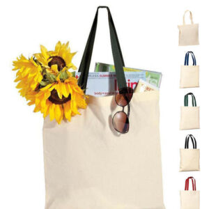 Budget Friendly 100% Cotton Value Tote Bag with Contrast Handles
