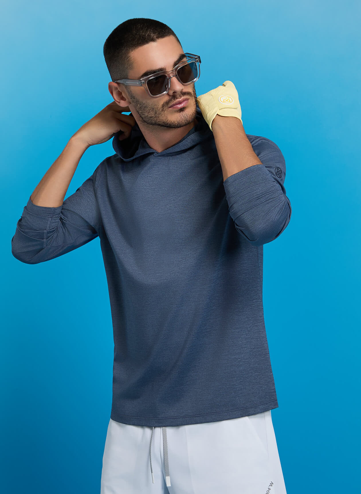 Mens Melange Ice Nylon Hoodie