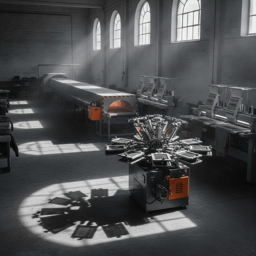 A decoration workshop floor with presses and machines