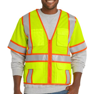 CornerStone ANSI 107 Class 3 Surveyor Mesh Zippered Two-Tone Short Sleeve Vest. CSV106