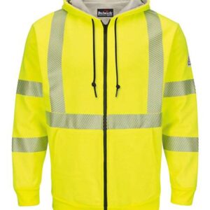 Men's Tall Hi-Visibility Zip-Front Hooded Fleece Sweatshirt with Waffle Lining