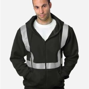 USA-Made Hi-Visibility Full-Zip Hooded Sweatshirt - Segmented Tape
