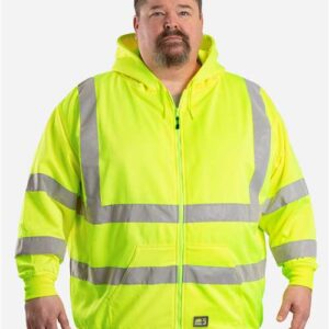 Men's Tall Hi-Vis Class 3 Lined Full-Zip Hooded Sweatshirt