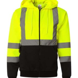 Unisex Hi-Vis Full-Zip Hooded Sweatshirt