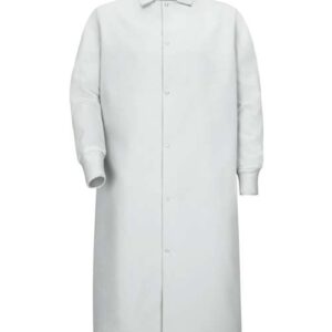 Unisex Gripper-Front Pocketless Butcher Coat With Knit Cuffs