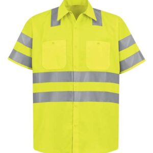Men's High Visibility Safety Short Sleeve Work Shirt