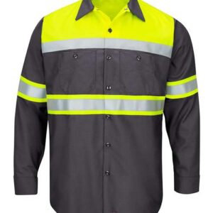 Men's Hi-Visibility Colorblock Ripstop Long Sleeve Work Shirt