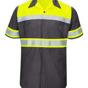 Men's Hi-Visibility Colorblock Ripstop Short Sleeve Work Shirt