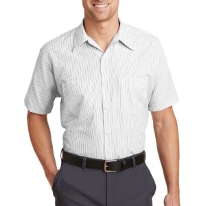 Red Kap Short Sleeve Striped Industrial Work Shirt. CS20