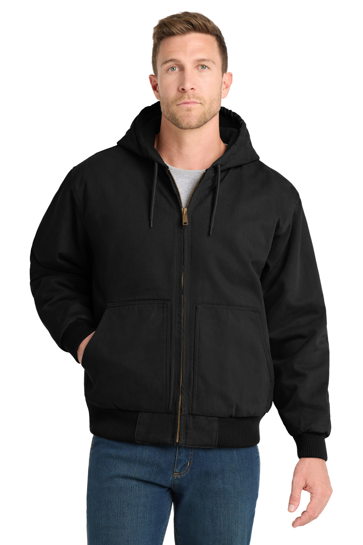 CornerStone Washed Duck Cloth Insulated Hooded Work Jacket. CSJ41
